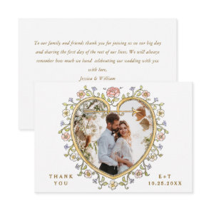 Victorian Ornate Grace Floral Frame Wedding Thank You Card