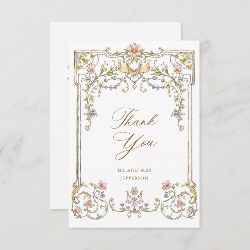 Victorian Ornate Grace Floral Frame Wedding Thank You Card