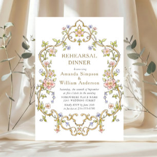 Victorian Ornate Grace Floral Rehearsal Dinner Invitation