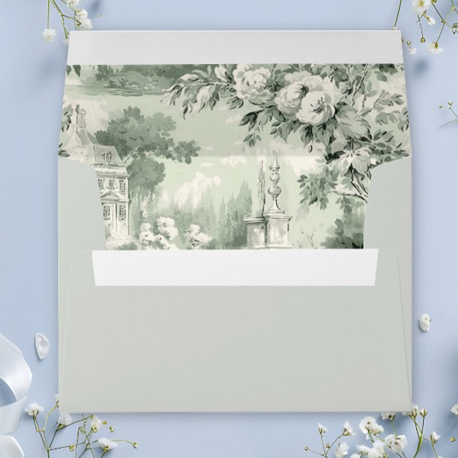 Victorian Ornate Grace Floral Sage Green Wedding Envelope (Creator Uploaded)