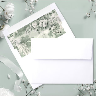 Victorian Ornate Grace Floral Sage Green Wedding Envelope Liner