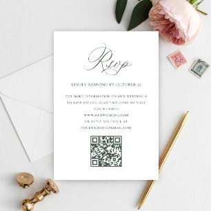 Victorian Ornate Grace Floral Sage QR code Wedding RSVP Card