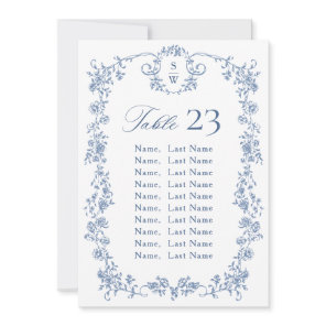Victorian Ornate Grace Floral Seating Chart Card