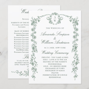 Victorian Ornate Grace Floral Wedding Ceremony Program