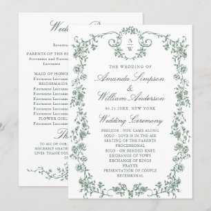Victorian Ornate Grace Floral Wedding Ceremony Program