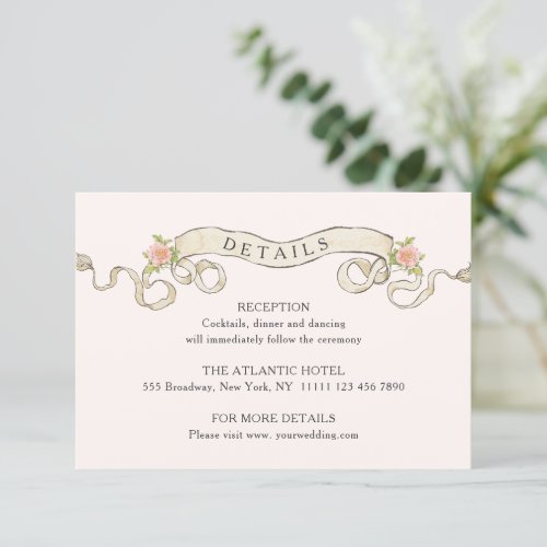 Victorian Ornate Grace Floral Wedding Details Enclosure Card