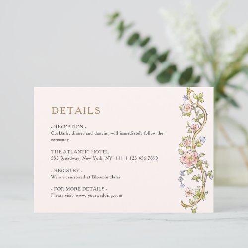 Victorian Ornate Grace Floral Wedding Details Enclosure Card