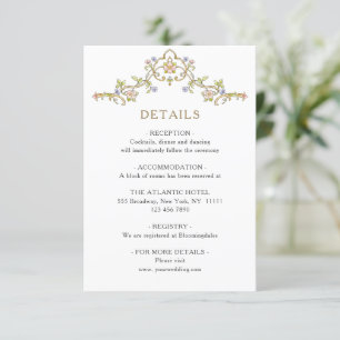 Victorian Ornate Grace Floral Wedding Details Enclosure Card