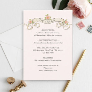 Victorian Ornate Grace Floral Wedding Details Enclosure Card