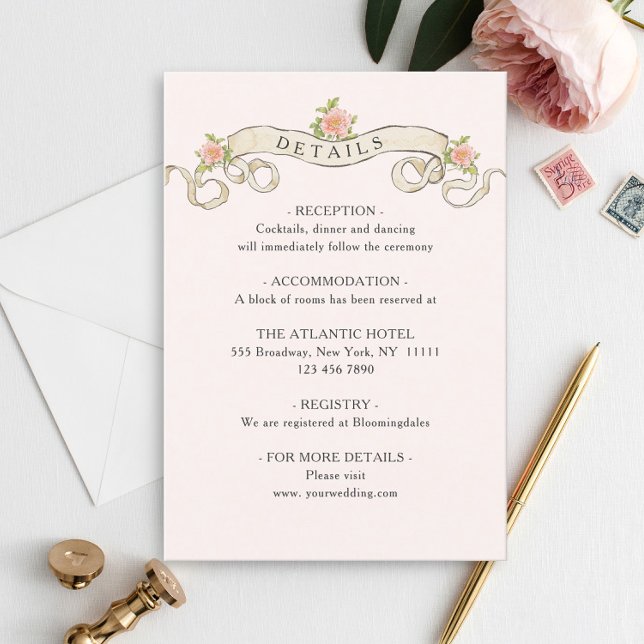 Victorian Ornate Grace Floral Wedding Details Enclosure Card (Creator Uploaded)