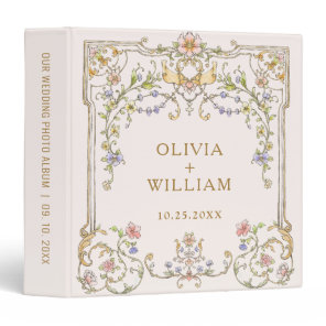 Victorian Ornate Grace Floral  Wedding photo album 3 Ring Binder