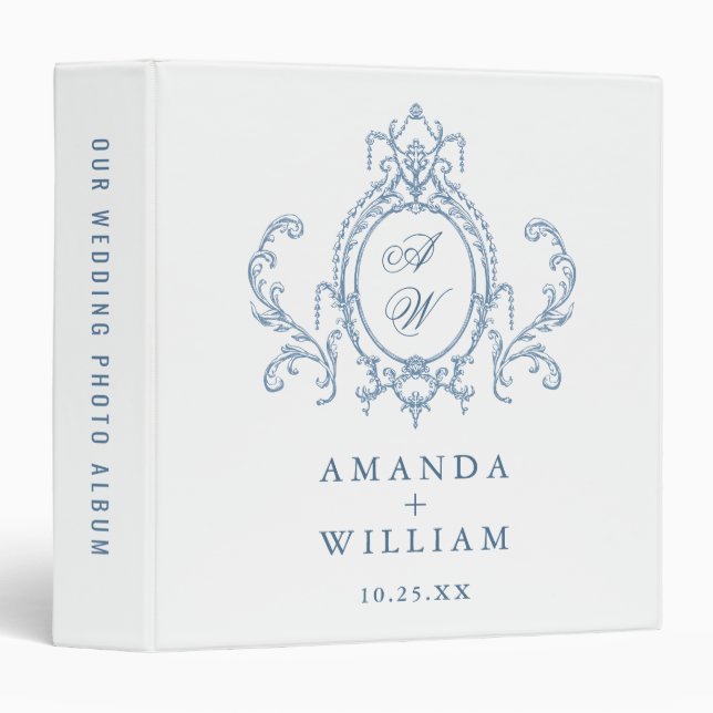 Victorian Ornate Grace Floral Wedding photo album 3 Ring Binder (Front/Spine)