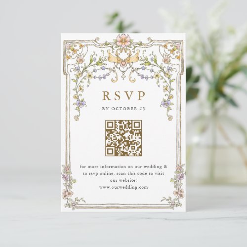 Victorian Ornate Grace Floral Wedding RSVP QR code