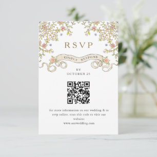 Victorian Ornate Grace Floral Wedding RSVP QR code