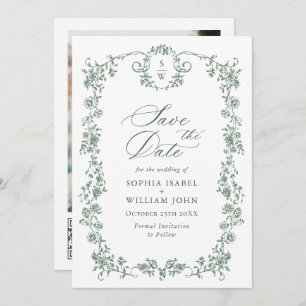 Victorian Ornate Grace QR code Wedding Photo Save The Date
