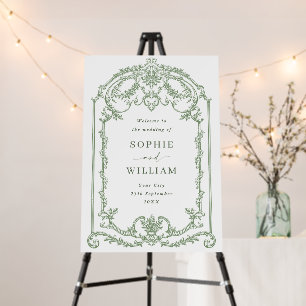 Victorian Ornate Grace Sage Green Wedding WELCOME Foam Board