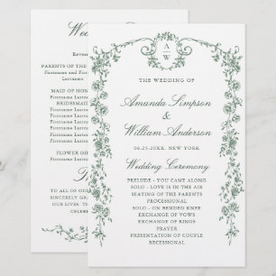 Victorian Ornate Grace Wedding Ceremony Program
