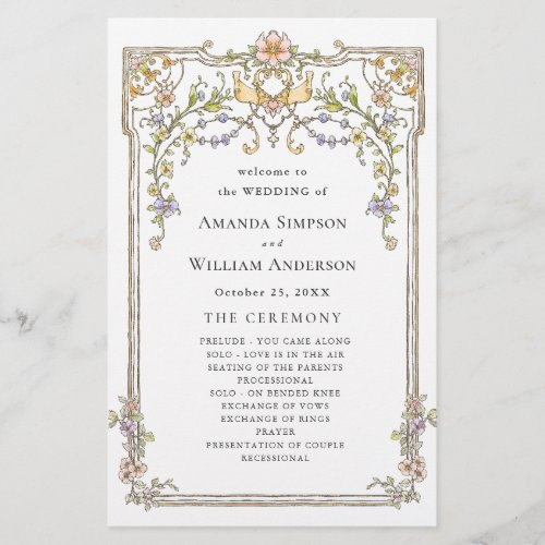 Victorian Ornate Grace Wedding Ceremony Program