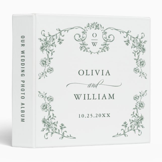 Victorian Ornate Grace Wedding photo album 3 Ring Binder (Front/Spine)