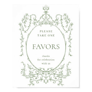 Victorian Ornate Sage Green Favors Wedding Poster