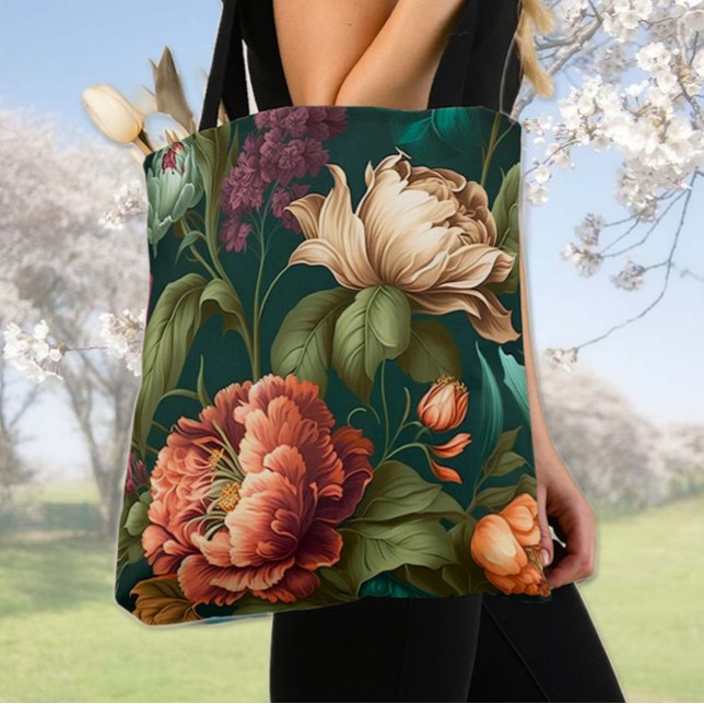 Victorian Painted Flowers Tote Bag (Creator Uploaded)