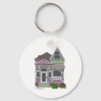 Victorian Painted Lady - Green/Pink Keychain