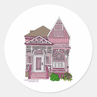 Victorian "Painted Lady" - pink Classic Round Sticker