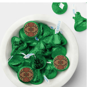 Victorian paisley pattern elegant red green gold hershey®'s kisses®