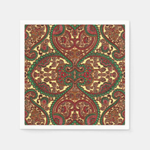 Victorian paisley pattern elegant red green gold napkins