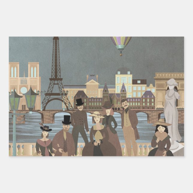 Victorian Paris Wrapping Paper Sheets (Front)