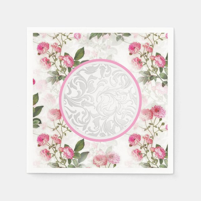 Victorian Party Tableware Floral Paper Napkin (Front)