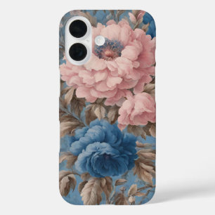 Victorian Pastel Blue And Pink Blossoms iPhone 16 Case