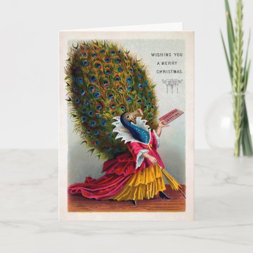 Victorian Peacock Christmas Card