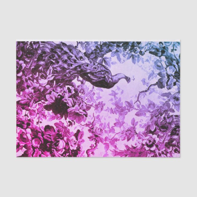 Victorian peacock floral elegant tissue paper (Front)