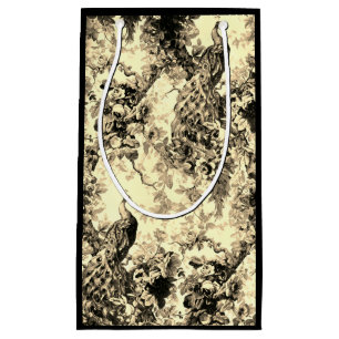 Victorian peacock floral elegant toile look small gift bag