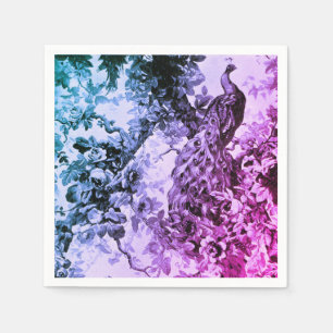 Victorian peacock floral toile elegant purple blac napkins