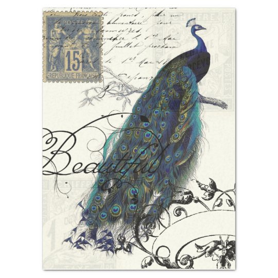 VICTORIAN PEACOCK TISSUE PAPER | Zazzle.com