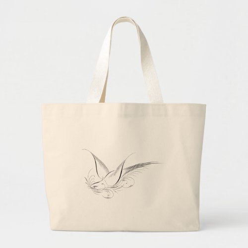 Victorian Penwork Calligraphic Dove  Large Tote Bag