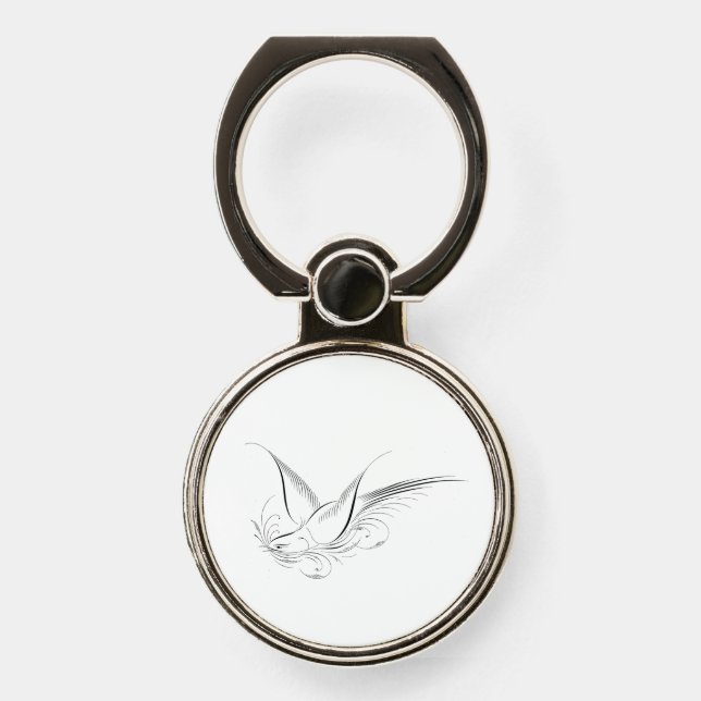 Victorian Penwork Calligraphic Dove  Phone Ring Stand (Front)