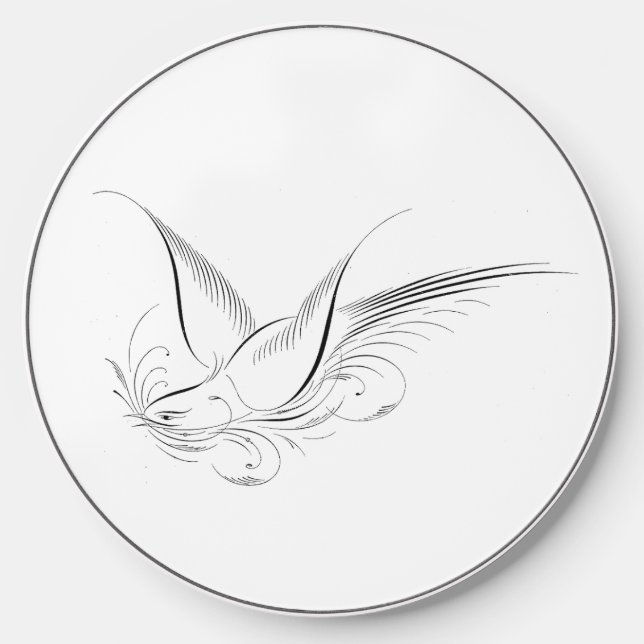 Victorian Penwork Calligraphic Dove  Wireless Charger (Front)
