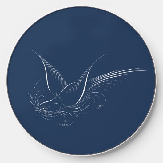 Victorian Penwork Calligraphic Dove  Wireless Charger (Front)