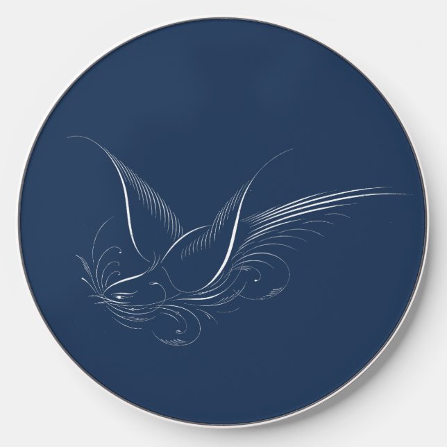 Victorian Penwork Calligraphic Dove  Wireless Charger (Front)