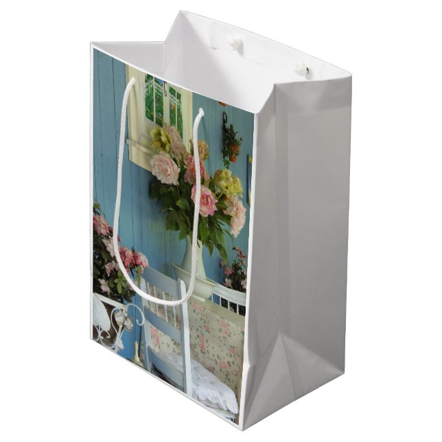 Victorian Peonies - Martha's Vineyard Medium Gift Bag (Front Angled)