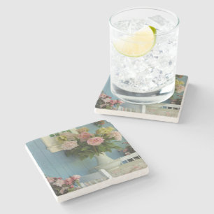 Victorian Peonies - Martha's Vineyard Stone Coaster