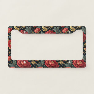 Victorian Peony Botanical Pattern License Plate Frame
