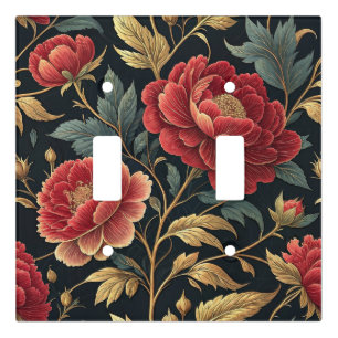 Victorian Peony Botanical Pattern Light Switch Cover