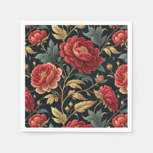 Victorian Peony Botanical Pattern Napkins