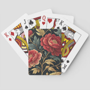 Victorian Peony Botanical Pattern Poker Cards