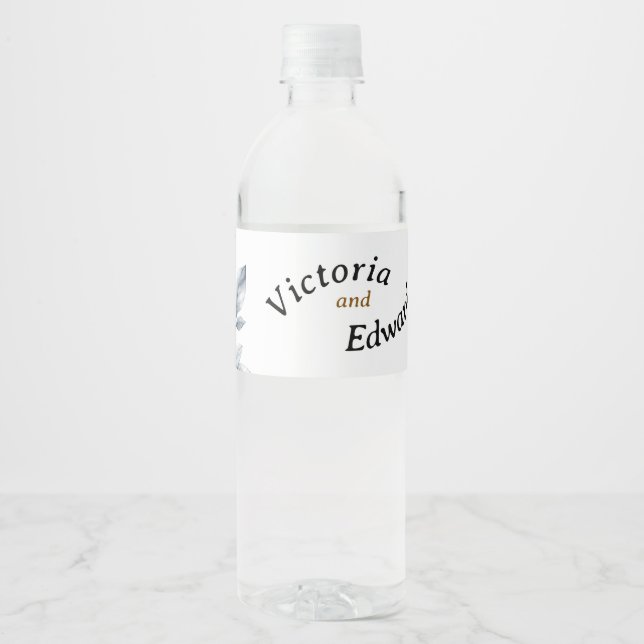 Victorian Peony Luxe Beverage Water Bottle Labels (Front)
