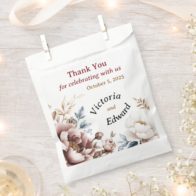 Victorian Peony Luxe Wedding Favor Bag (Clipped)